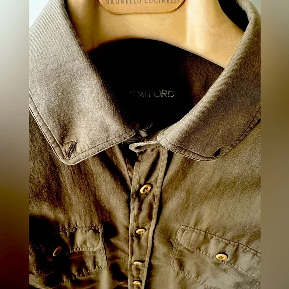 Tom Ford Men’s military style buttondown shirt. See measurements in description.